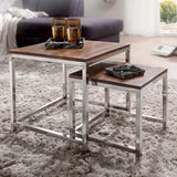 Wohnling WL1.308 Sheesam Tables d'appoint en Bois Massif 45 x 45 cm et 35 x 35 cm