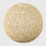 MiniSun Abat Jour Moderne pour Suspension. Ballon de 30 cm en Osier Tressé Crème. Adapte pour Douille de 42 mm avec bague de réduction pour douille de 28 mm