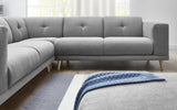 Bobochic LUNA Canapé d'angle panoramique 6 places avec Pouf Tissu Gris Clair 246 x 246 x 75 cm