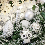Victor's Workshop 90pcs Boules De Noël Boules De Noël Ensemble, Ruban Et Blanc en Plastique Incassable Boules De Noël Décoration, Sapin De Noël Pendentifs Cadeaux (Frozen Winter)