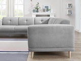 Bobochic LUNA Canapé d'angle panoramique 6 places avec Pouf Tissu Gris Clair 246 x 246 x 75 cm